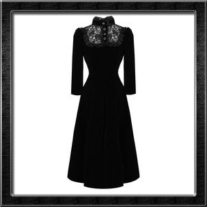 Black Victorian Velvet Lace Dress